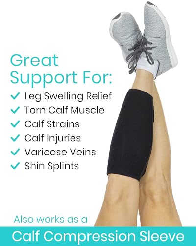 Vive Calf Brace - Adjustable Shin Splint Support - Lower Leg Compression Wrap Increases Circulation, Reduces Muscle Swelli...