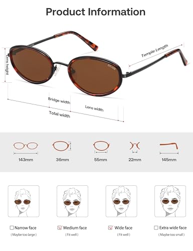SOJOS Trendy Oval Polarized Sunglasses for Women Men, 80s 90s Chic Retro Vintage Sunnies SJ1248
