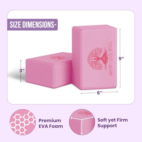 MHW - LIVE WELL EVA Foam Yoga Block, High Density Foam Exercise Block - Lightweight Pilates Block - 9.06 x 5.91 x 2.95 Inc...