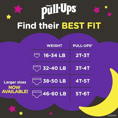 Pull-Ups Girls' Night-Time Potty Training Pants, Size 3T-4T Overnight Training Underwear (32-40 lbs), 108 Ct