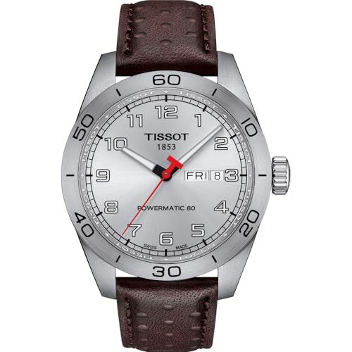 Tissot Mens Tissot PRS 516 Powermatic 80 316L Stainless Steel case Automatic Watch, Brown, Leather, 20 (T1314301603200)