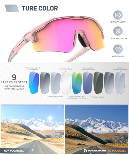 OUTDOORKING Sport Polarized Sunglasses for Men and Women, Stylish and Lightweight Cycling Sunglasses with UV400 Protection