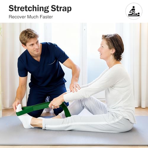 Stretching Strap Yoga Straps for Physical Therapy, 10 Loops Non-Elastic Stretch Band for Pilates, Flexibility, Exercise an...