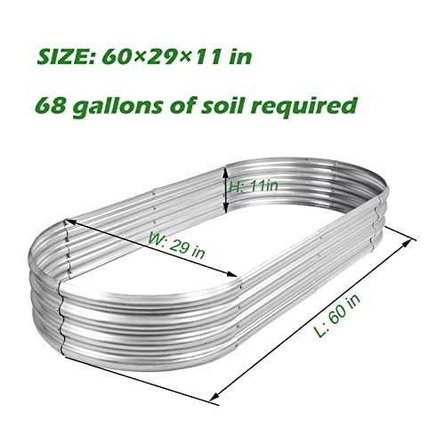 Rakukiri Raised Garden Bed Galvanized Planter Box Outdoor, 5ft Oval Large Rot-Resistant Metal Garden Bed Planter for Veget...