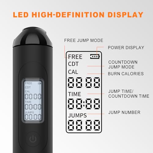 Jump Rope,Ropeless jump ropes weighted with counter for fitness,Home, Indoor or Outdoor exercise use,Workout,Crossfit,Gym,...