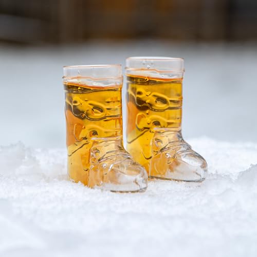 Ski House Games Ski Boot Shot Glasses, Set of 2,Shotski, Stocking Stuffer, Novelty Drinkware, 2 oz, Alpine Design, Ski tri...