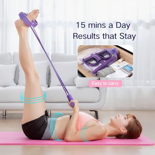 Fitness Resistance Bands Set with Handles & Ankle Straps - 4 Tube Exercise Bands for Arm, Leg, Strength Training, Stretchi...
