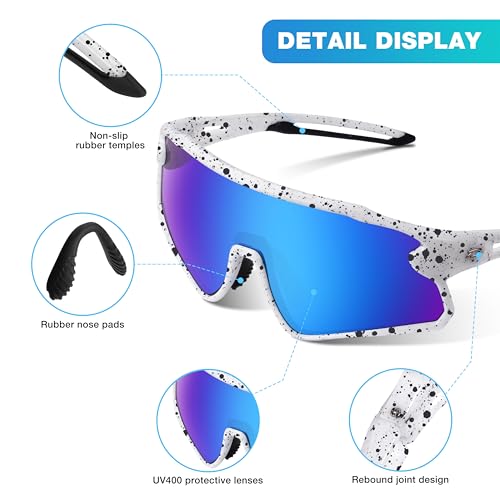 RIVBOS Youth Baseball Sunglasses for Kids(Boys&Girls) Polarized UV Protection Cycling Glasses RYS008