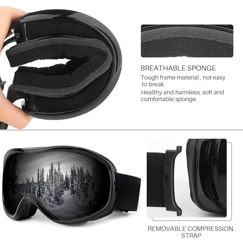 GGBuy Ski Goggles Frameless Anti-Fog Windproof OTG Design Snowboard Goggles UV400 Block Eyes Protect Lens Adult Youth