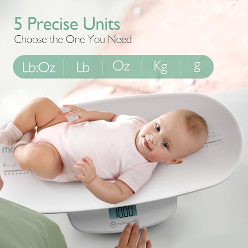 Momcozy Baby Scale, Multi-Function Scale for Body Weight and Height Measurement, Weighted Feeds, with Curved Removable Tra...