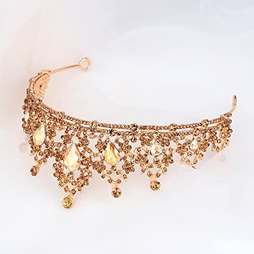 SuPoo Gold Crown Queen Crowns for Women Birthday Tiara Champagne Tiara for Women Rhinestone Headband Hair Accessories Gift...