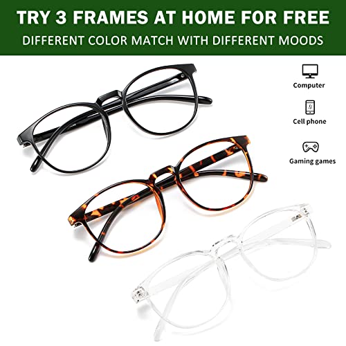 Przene 3 Pack Blue Light Blocking Glasses Women/Men,Retro Round Computer Glasses Anti Eye Strain/UV/Glare, Gaming Glasses....
