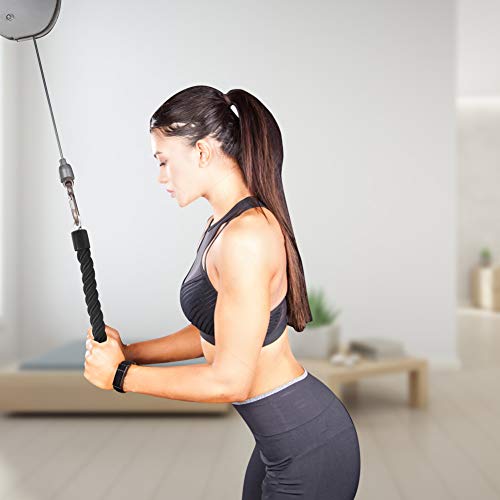 HYVAWO Pull Down Rope Single Grip Tricep Bicep Exercise Attachment for Cable Machines Gym Pulley Workout