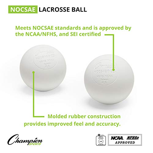 Champion Sports Lacrosse Balls – Official Size & Weight, NCAA & NFHS Approved, SEI Certified – Pro, College & Youth Game &...