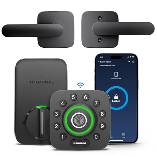 ULTRALOQ U-Bolt Pro WiFi Smart Lock with Handle, Fingerprint Keyless Entry Door Lock Set with Lever, Smart Deadbolt Locks ...
