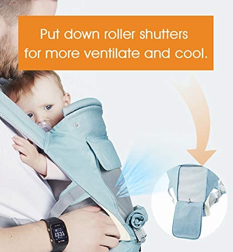 Ergonomic Baby Carrier with Hip Seat, 360° Positions, Soft and Breathable, All Seasons, for Newborns and Toddlers, Hiking Shopping Travelling