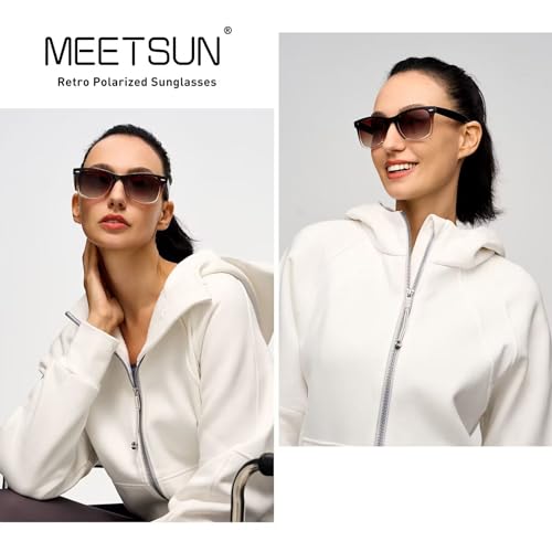 MEETSUN Polarized Sunglasses for Women Men Classic Retro Square Frame Driving Sun Glasses UV Protection