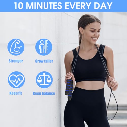 16 Pieces Jump Ropes for Fitness with Ball Bearings Speed Jumping Rope Adjustable Skipping Rope with Foam Handles Exercise...