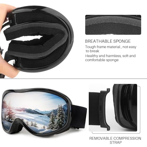 GGBuy Ski Goggles Frameless Anti-Fog Windproof OTG Design Snowboard Goggles UV400 Block Eyes Protect Lens Adult Youth
