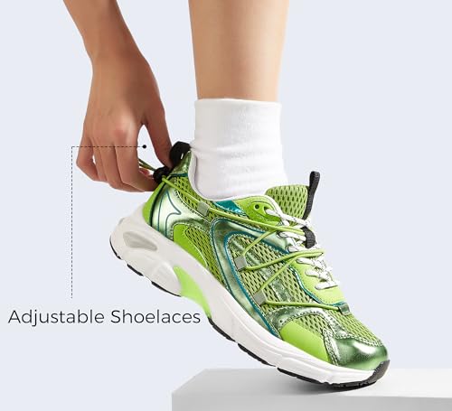 LUCKY STEP Women's Fashion Walking Shoes Running Platform Mesh Casual Sport Gym Work Adjustable Lace Lifestyle Stylish Tre...