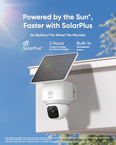 eufy Security SoloCam E30, Security Cameras Wireless Outdoor, Solar Camera Outdoor Wireless, 360° Pan, AI Tracking, 2K Cla...