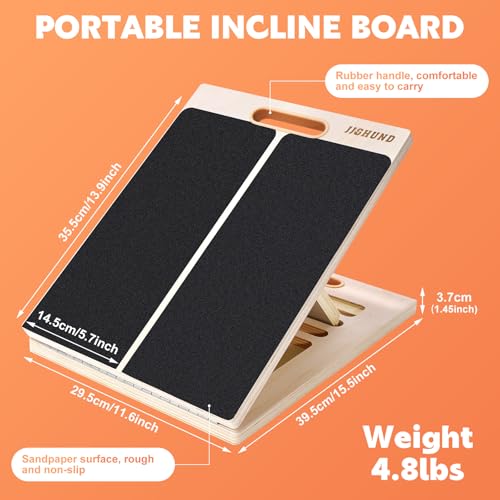 Slant Board for Calf Stretching, Adjustable Wooden Calf Stretcher Incline Board, Calf Stretch Board for Squats Leg Knees H...