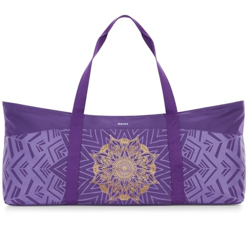 Gonex Yoga Mat Bag, Extra Large Canvas Gym Bag with Waterproof Pocket Metal Zipper, Fits Mat & Blocks, Stylish Yoga Mat Ca...