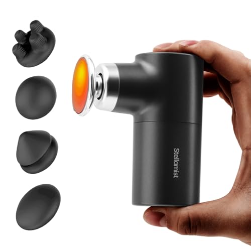 Stellamist Mini Thermal Massage Gun with Heat, Portable Hand Held Massager Gun with Heat, Portable Percussion Muscle Massa...