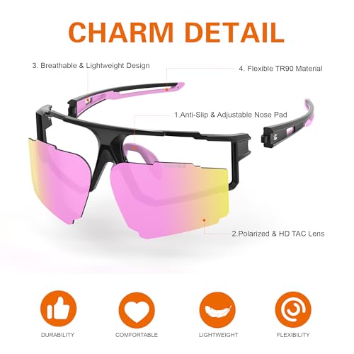 suoso Polarized Sports Sunglasses Men: UV400 Running Sunglasses for Women, Lightweight Fishing Baseball Cycling Glasses TR90