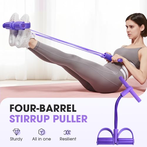 2026 New 21 Fitness Resistance Bands-4 Tube Pedal Ankle Puller, Resistance Band with Handle, Detachable and Adjustable Ped...