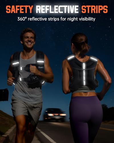 Renoj Weighted Vest for Women Men: Available in 6lb/8lb/10lb/11lb/12lb/14lb/16lb/20lb Fixed Weights for Walking, Running, ...