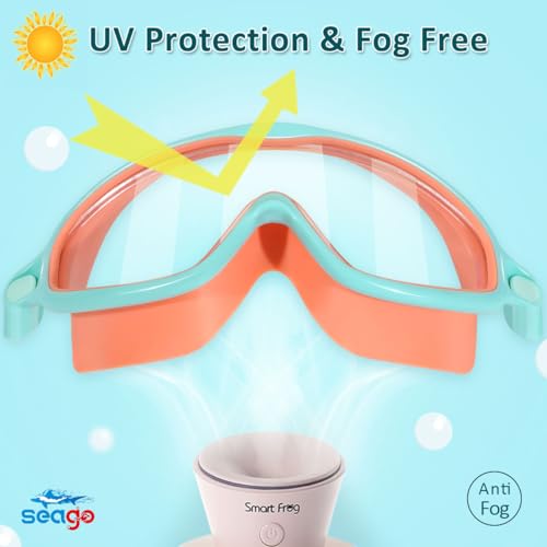 Seago kids Swim Goggles 2 Pack No Leaking Anti-Fog Outer Eye Fit with Wide View UV Protection Crystal Clear Watertight Swi...