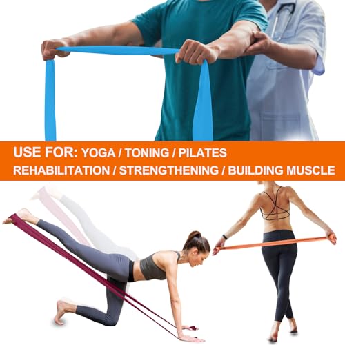 A AZURELIFE Professional 8 Yards Bulk Resistance Bands Rolls or 5,6,7 ft. Long Non-Latex Elastic Exercise Bands, Stretch B...