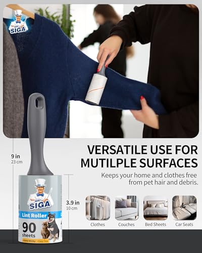 MR.SIGA Lint Rollers for Pet Hair Extra Sticky, 720 Sheets, Lint Remover for Clothing, Furniture, Pet Hair Remover with Ea...