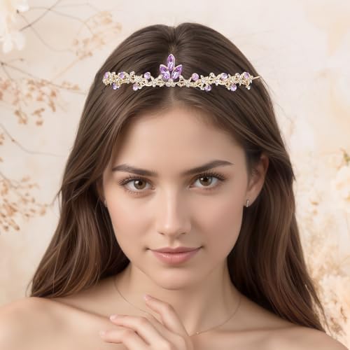 Rannyrena Gold Wedding Crystal Tiaras and Crowns for Women Rhinestone Bridal Queen Crown Princess Headpiece Hair Accessori...