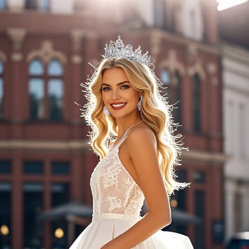 FIRCRE Crowns and Tiaras jewelry sets for Wedding princess birthday party Halloween Prom Pageant Jewelry for Women Crystal...