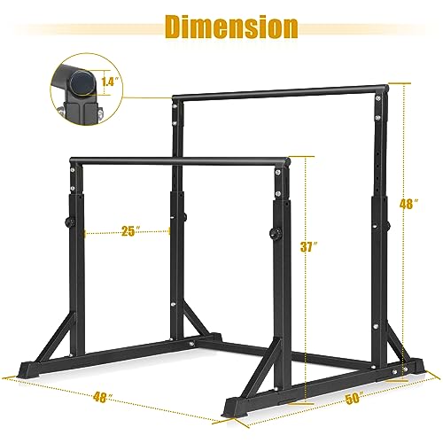 Bongkim Dip Bar, Heavy Duty Dip Station with 7 Height Levels, 800lbs Adjustable Parallel Bars for Tricep Dips Pull-Ups L-S...