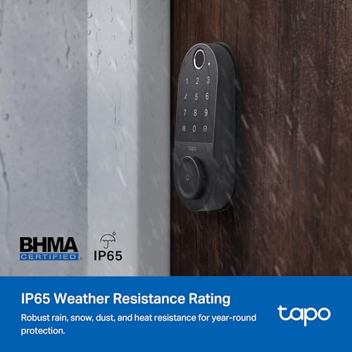 TP-Link Tapo Smart Door Lock, Deadbolt | Keyless Entry, Fingerprint Recognition, Touchscreen Keypad & in-App Monitoring wi...