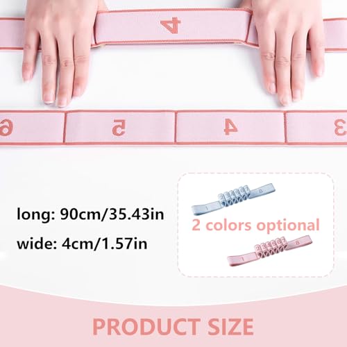 Qiyuda 2 Pcs Stretch Strap for Kids, Elastic Gymnastics Stretching Ballet Dance Band Resistance Strap with 8 Loops (Pink B...