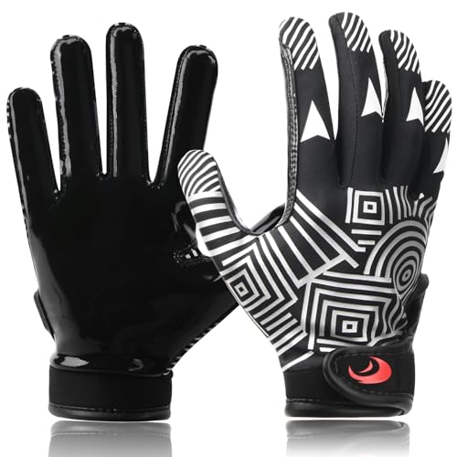 SPOMAT Youth Football Gloves Kids Silicone Grip Receiver Gloves with Super Stick Ability for Best Game Experience