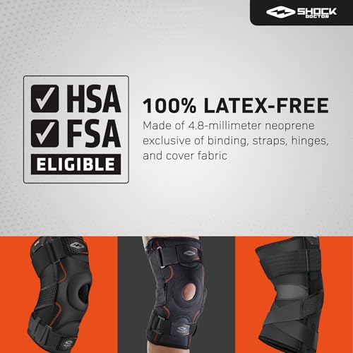 Shock Doctor Knee Brace, Compression Knee Brace for Men & Women, Hinged Knee Brace with Side Stabilizers, Maximum Support,...