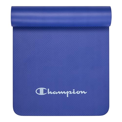 Champion 10mm Exercise Mat, Blue, Cushioned Non-Slip Workout Mat with Textured Base for Yoga, Pilates, Stretching & Floor-...