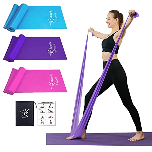 Therapy Flat Resistance Bands Set, Latex Free Flat Elastic Exercise Stretch Bands for Stretching, Flexibility, Pilates, Yo...