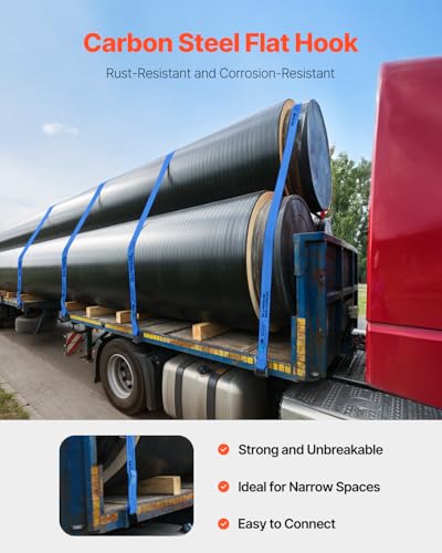 VEVOR Truck Straps, 4" x30' Heavy Duty Tie Down w/Flat Hooks 18,000lbs Break Strength, WLL# 6000lbs, Cargo Straps Tie Down...