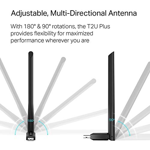 TP-Link AC600 USB WiFi Adapter for PC (Archer T2U Plus)- Wireless Network Adapter for Desktop with 2.4GHz, 5GHz High Gain ...