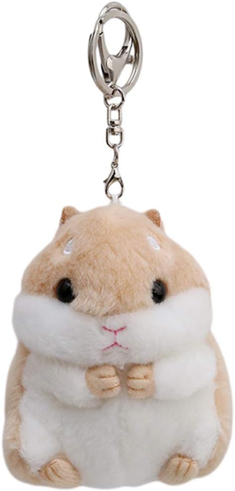 Jowxsx Cute Khaki Plush Hamster Keychain Plush Toy Keychain Charms Wallet Backpack Handbag Charms Automobile Keychains Automotive Trim Women's Key Rings and Keychains Automobile