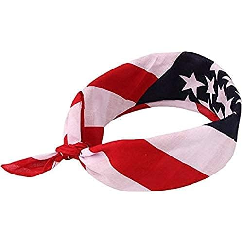 Shimmer Anna Shine Red White and Blue American Flag Bandana Headband USA for Men and Women - Neck and Face Scarf Head Wrap (Red