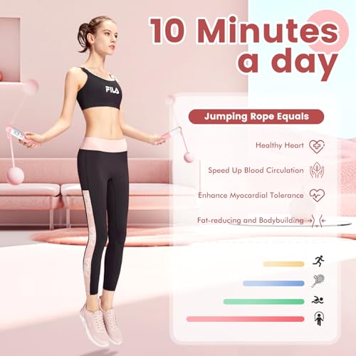Cordless Weighted Jump Rope with Counter – Adjustable Ropeless Skipping Rope for Fitness, Indoor & Outdoor Jumping Rope fo...