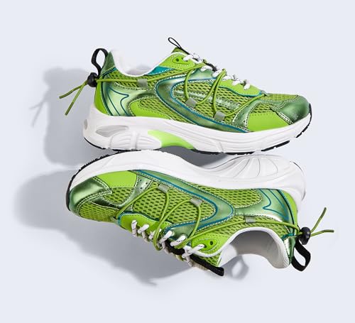 LUCKY STEP Women's Fashion Walking Shoes Running Platform Mesh Casual Sport Gym Work Adjustable Lace Lifestyle Stylish Tre...