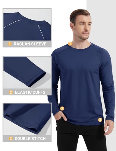 TACVASEN Men's Thermal Shirt Long Sleeve Fleece Lined Base Layer Lightweight Athletic Undershirt Winter Tops Workout